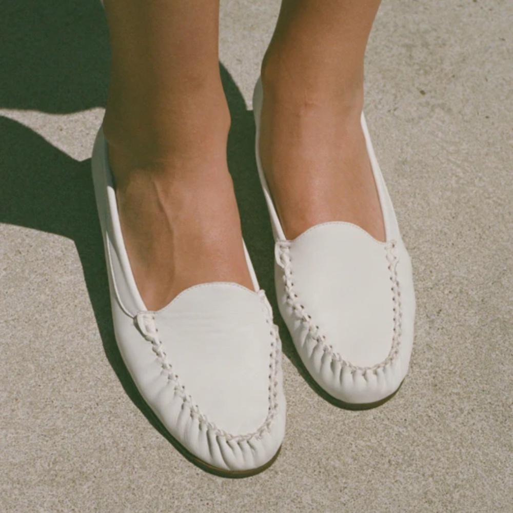 MNZ x J Crew white leather loafers 38.5 (fits 7.5/8 ) Maryam Nassir Zadeh